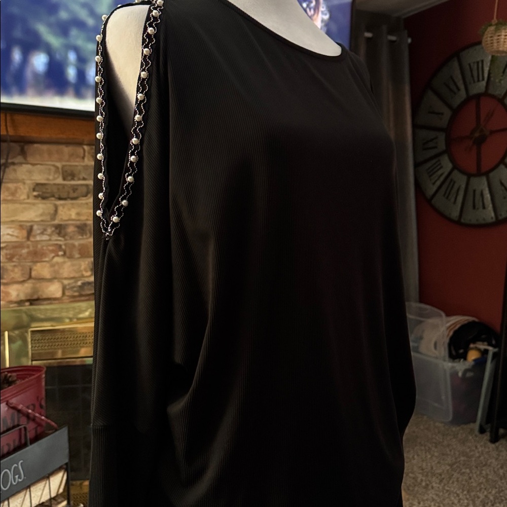 Daytrip Black Blouse with Silver Accents